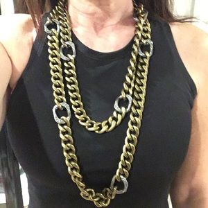 LANVIN chunky Crystal/Brass Necklace and or belt.